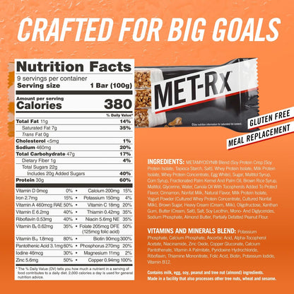 MET-Rx Big 100 Vanilla Caramel Churro – High Protein Bars (9 Bars)