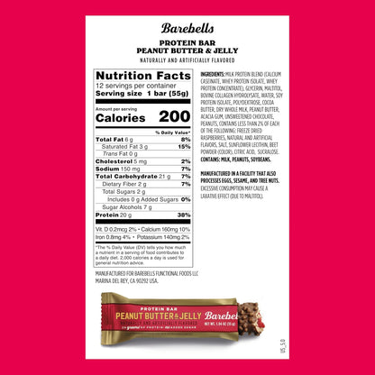 Barebells Protein Bar - Peanut Butter & Jelly - 20g Protein (12 Bars)