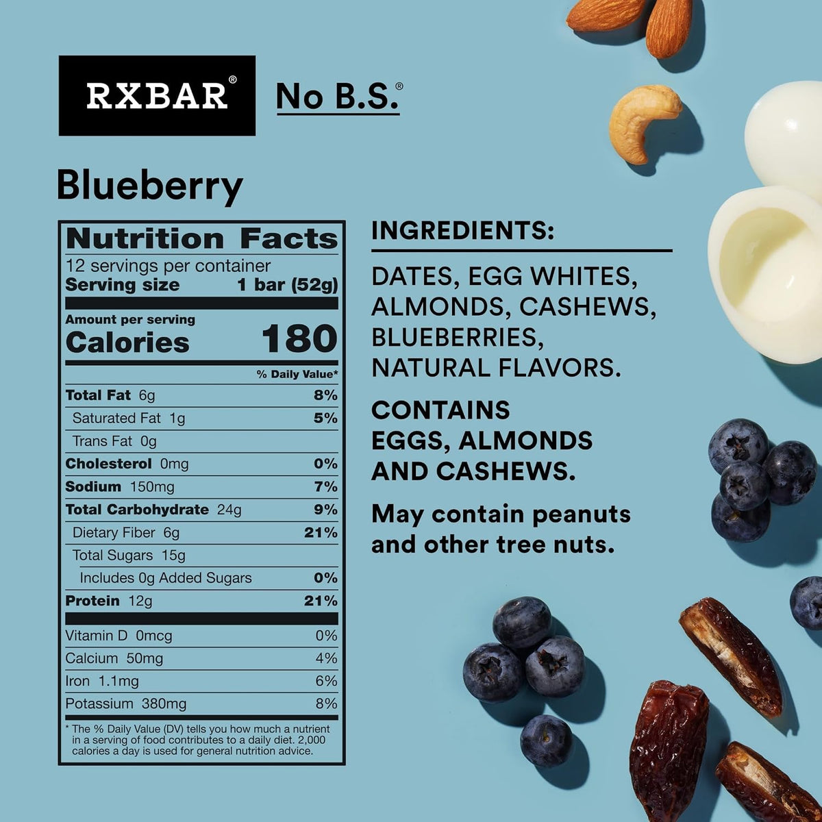 RXBAR Protein Bars – Blueberry (12 Bars)